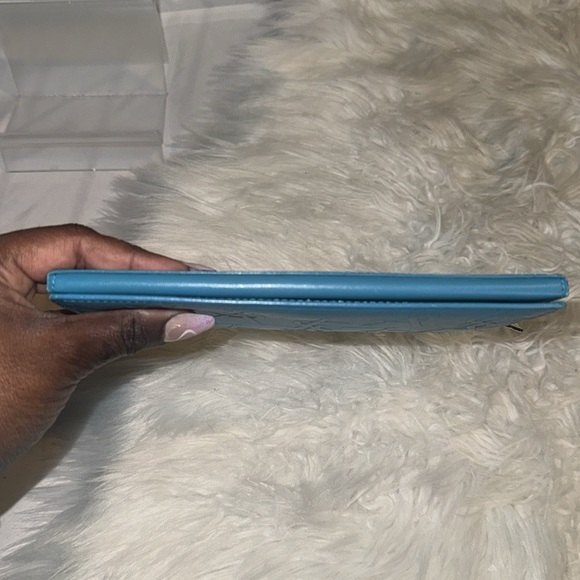 Yves Saint Laurent Long Wallet Vivid Color Turquoise Blue Leather EUC - Picture 14 of 14